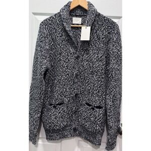 Billy Reid Men's Navy Shawl Collar Chunky 100 % Cashmere Cardigan Size Large NWT